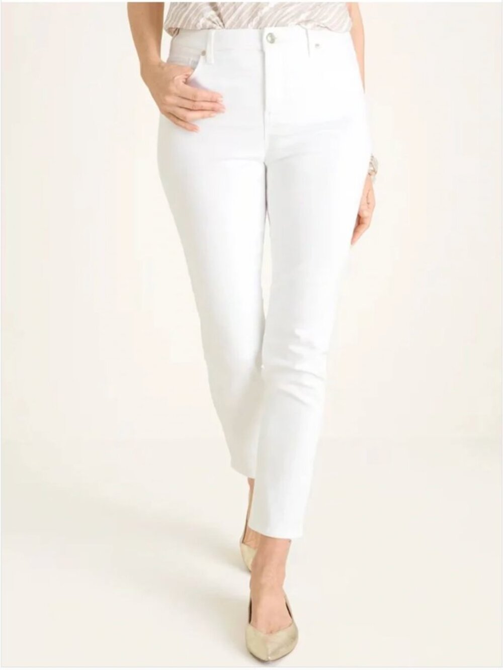 Chico's So Slimming Girlfriend Slim Ankle Jeans in White